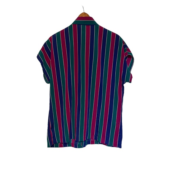 Vintage Russ Togs Striped Button Front Blouse with Adjustable Neck Ties Bow - Picture 2 of 4